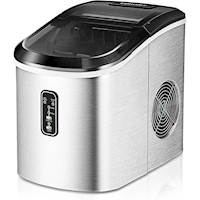 EUHOMY IM-01 Máquina de Hielo de Encimera 26 lb/24h | Acero Plateado